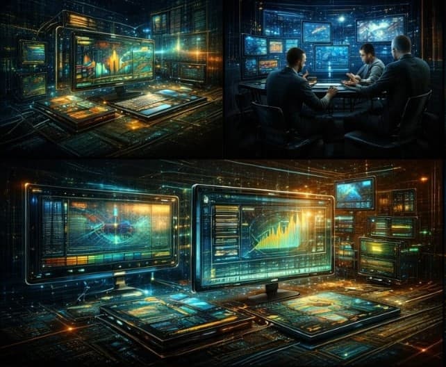 Premium software development team workspace